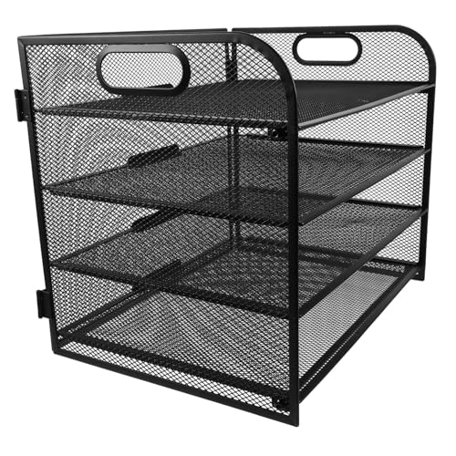 SOIMISS Vierstöckiger Metall mesh Dokumentenhalter mit Griff Stapelbarer Aktenordner Organizer Robuster Papierablage für Schreibtisch Einfache Installation für Büro Schule Zuhause Schwarz SOIMISS Vierstöckiger Metall mesh Dokumentenhalter mit Griff Stapelbarer Aktenordner Organizer Robuster Papierablage für Schreibtisch Einfache Installation für Büro Schule Zuhause Schwarz von SOIMISS