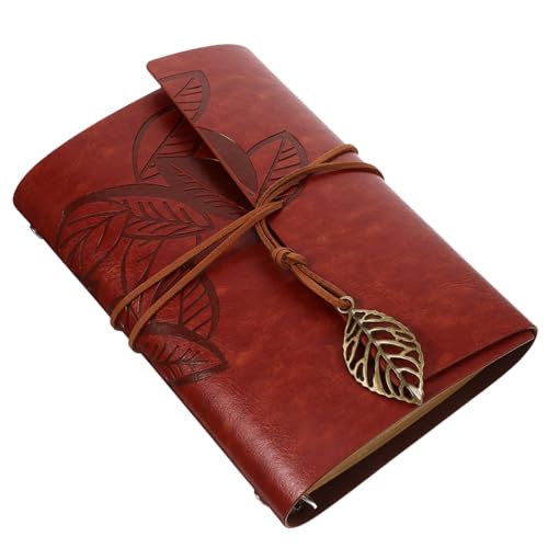 SOIMISS Vintage PU Leder Notizbuch mit Baumblatt Prägung Langlebiges Nachfüllbares Reisetagebuch und Tagesplaner Glattes Schreibpapier für Reisen Studium und Tägliche Notizen von SOIMISS