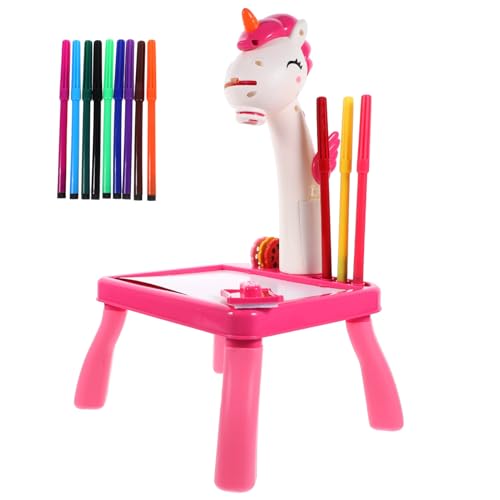 SOIMISS Zeichentisch mit Einhorn Projektor Interaktives Doodle Mädchen Multifunktionaler Malprojektor Wiederverwendbar Pädagogisch Fördernd Robustes Zeichentablett von SOIMISS