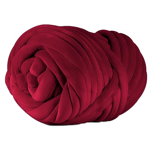 SOJITEK 1 kg superweiches Samt-sperriges Garn für Handstricken, Decke, Kissen, Handtasche, DIY, Weinrot, 36 Yards, Armstrickgarn für klobige, geflochtene Knoten, Überwurf, Decke, Weben Handwerk Häkeln SOJITEK 1 kg superweiches Samt-sperriges Garn für Handstricken, Decke, Kissen, Handtasche, DIY, Weinrot, 36 Yards, Armstrickgarn für klobige, geflochtene Knoten, Überwurf, Decke, Weben Handwerk Häkeln von SOJITEK