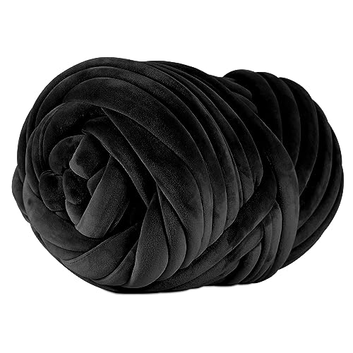 SOJITEK 1 kg superweiches Samt-sperriges Garn für Handstricken, Decke, Kissen, Handtasche, DIY, schwarz, 36 Yards, Armstrickgarn für klobige, geflochtene Knoten, Überwurf, Decke, Weben Handwerk Häkeln SOJITEK 1 kg superweiches Samt-sperriges Garn für Handstricken, Decke, Kissen, Handtasche, DIY, schwarz, 36 Yards, Armstrickgarn für klobige, geflochtene Knoten, Überwurf, Decke, Weben Handwerk Häkeln von SOJITEK