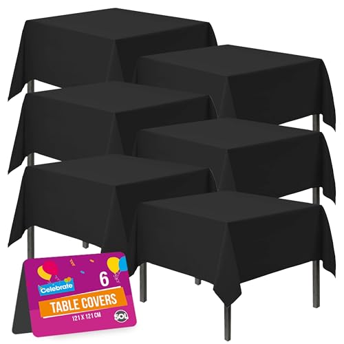 6 Stück schwarze Tischdecke Party,121x121 cm,schwarze Kunststoff-Tischdecke Party,schwarze Kunststoff-Tischdecke, schwarze Tischdecke, Einweg-Tischwäsche für Partys, 6 Stück 6 Stück schwarze Tischdecke Party,121x121 cm,schwarze Kunststoff-Tischdecke Party,schwarze Kunststoff-Tischdecke, schwarze Tischdecke, Einweg-Tischwäsche für Partys, 6 Stück von SOL