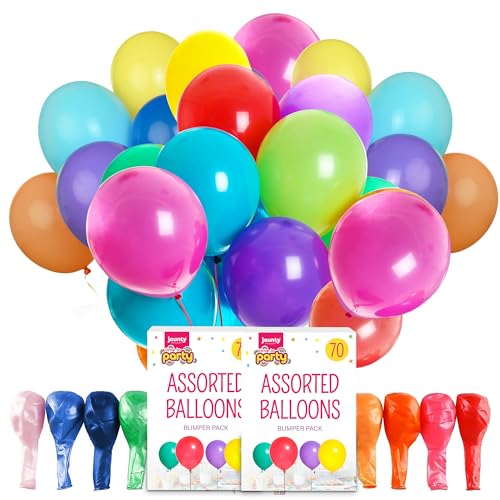 Jaunty Partyware 140 Stück Mega Bundle: Premium Latex Mehrfarbige Luftballons, 26,7 cm - Doppelter Spaß für Partys, Geburtstage, Babypartys von SOL