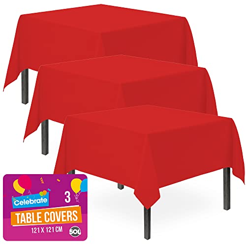 SOL Einweg-Tischdecken aus Kunststoff, 121 x 121 cm, für Partys, elegantes und langlebiges Design, perfekt für Hochzeiten, Geburtstage, Buffets, Veranstaltungen im Innen- und Außenbereich, Rot, 3 SOL Einweg-Tischdecken aus Kunststoff, 121 x 121 cm, für Partys, elegantes und langlebiges Design, perfekt für Hochzeiten, Geburtstage, Buffets, Veranstaltungen im Innen- und Außenbereich, Rot, 3 von SOL