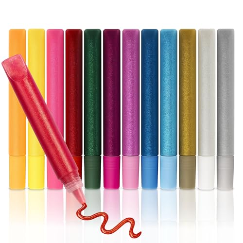 SOL Glitzerstifte zum Basteln, 12 Stück, glitzernde Farbtöne zum Aufhellen, Aufkleben und Glanzen, waschbare Glitzer-Klebestifte für Kinder, Scrapbooking, Karten- und Posterherstellung, Bastelset für von SOL