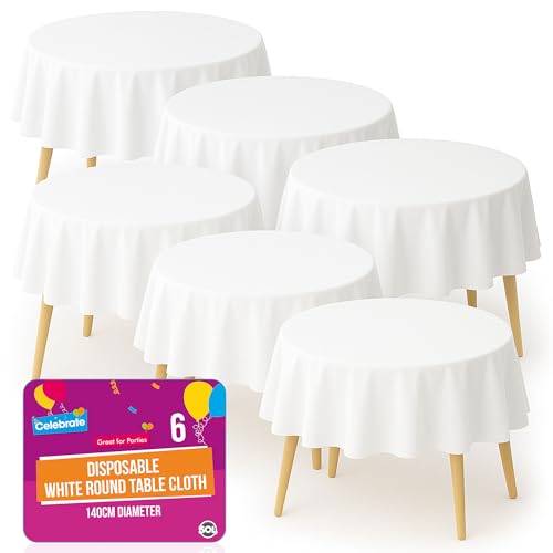 SOL Runde Einweg-Tischdecken, 140 cm, Party-Tischdecken für runde Tischdecken, langlebiger Auslaufschutz, perfekt für Hochzeiten, Buffets, Catering, Restaurants und Veranstaltungen im Freien, Weiß, 6 SOL Runde Einweg-Tischdecken, 140 cm, Party-Tischdecken für runde Tischdecken, langlebiger Auslaufschutz, perfekt für Hochzeiten, Buffets, Catering, Restaurants und Veranstaltungen im Freien, Weiß, 6 von SOL