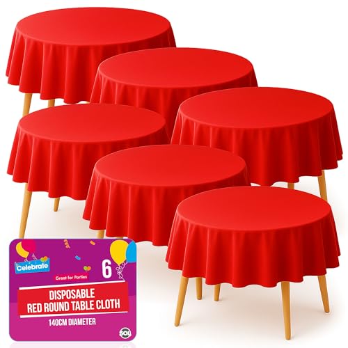 SOL Runde Einweg-Tischdecken, 140 cm, Party-Tischdecken für runde Tischdecken, langlebiger Auslaufschutz, perfekt für Hochzeiten, Buffets, Catering, Restaurants und besondere Anlässe, Rot, 6 Stück SOL Runde Einweg-Tischdecken, 140 cm, Party-Tischdecken für runde Tischdecken, langlebiger Auslaufschutz, perfekt für Hochzeiten, Buffets, Catering, Restaurants und besondere Anlässe, Rot, 6 Stück von SOL