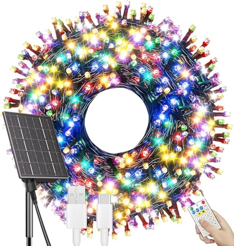 SOLARBABY Bunt Solar Lichterkette Aussen,50M 500LED Weihnachtsbeleuchtung Außen Wetterfest mit 19 Modi IP65 Lichterkette Außen Solar Weihnachtsdeko für Garten Bäume Terrasse Balkon SOLARBABY Bunt Solar Lichterkette Aussen,50M 500LED Weihnachtsbeleuchtung Außen Wetterfest mit 19 Modi IP65 Lichterkette Außen Solar Weihnachtsdeko für Garten Bäume Terrasse Balkon von SOLARBABY