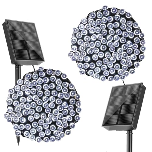SOLARBABY Solar Lichterkette Aussen,200LED 20M Lichterkette Außen Solar IP65 Wasserdicht Solarlichterkette Außen Wetterfest für Garten, Balkon, Terrasse Dekorationen 2 Stück(White) von SOLARBABY