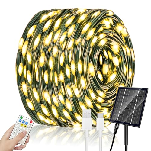 SOLARBABY Solar Lichterkette Aussen,60M 600LED Solarlichterkette Außen IP65 Wasserdicht Lichterkette Außen Solar, Solar Außen Wetterfest für Garten, Hochzeit, Fest Deko von SOLARBABY
