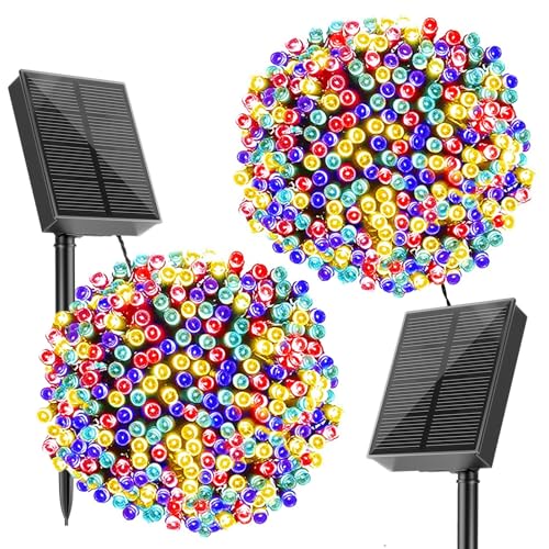 SOLARBABY Solar Lichterkette Aussen,20M 200LED Lichterkette Außen Solar IP65 Wasserdicht Solarlichterkette Außen Wetterfest für Garten, Balkon, Terrasse Dekorationen 2 Stück (Bunt) von SOLARBABY