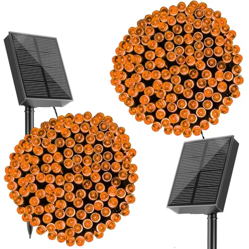 SOLARBABY Solar Lichterkette Aussen,20M 200LED Lichterkette Außen Solar IP65 Wasserdicht Solarlichterkette Außen Wetterfest für Garten, Balkon, Terrasse Dekorationen 2 Stück(Orange) von SOLARBABY