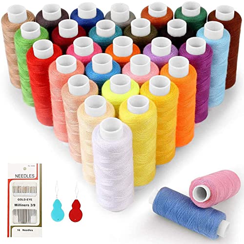 SOLEDI Nähgarn set für Nähmaschine 30 Farben - Overlock Garn 230 Meter (250 Yard)/Rollen - Faden 100% 240g Polyester Mit 16 Nadeln und 2 Nadel Einfädler Nähset SOLEDI Nähgarn set für Nähmaschine 30 Farben - Overlock Garn 230 Meter (250 Yard)/Rollen - Faden 100% 240g Polyester Mit 16 Nadeln und 2 Nadel Einfädler Nähset von SOLEDI