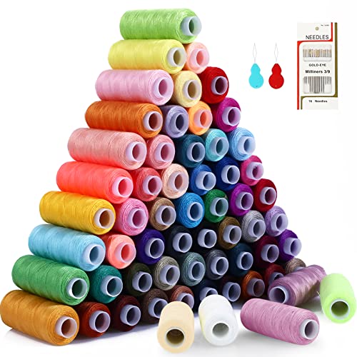 SOLEDI Nähgarn set für Nähmaschine 60 Farben - Overlock Garn 230 Meter (250 Yard)/Rollen - Faden 100% 578g Polyester Mit 16 Nadeln und 2 Nadel Einfädler Nähset … von SOLEDI