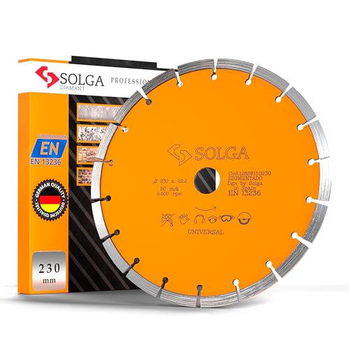 SOLGA 230mm Diamant-Trennscheibe für Beton, Stahlbeton, Stein & Marmor - Trockenschnitt - Langlebig & Hochleistungs - 22,23 von SOLGA