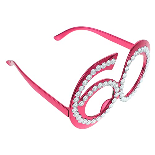 SOLUSTRE 1 Paar Geburtstagsbrille Party-brillen-requisiten Strasssteine Lustige Geburtstagsparty-brille Brille Aus Den Sechzigern Rahmen Brille Foto-requisite Uv Kostüm Retro 60 Rot Plastik von SOLUSTRE