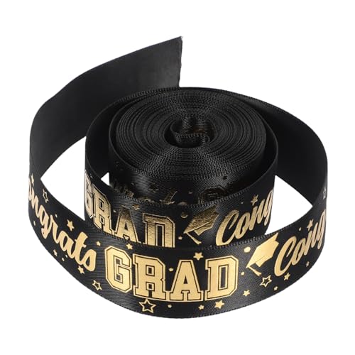 SOLUSTRE 1 Rolle Diy Geschenkschleifenband Schwarzes Polyesterband mit Goldprägung Yards und Breit für Abschlussfeiern Geschenkverpackung und Dekoration SOLUSTRE 1 Rolle Diy Geschenkschleifenband Schwarzes Polyesterband mit Goldprägung Yards und Breit für Abschlussfeiern Geschenkverpackung und Dekoration von SOLUSTRE