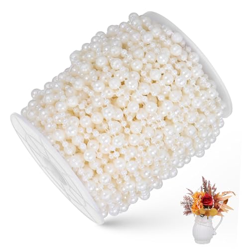 SOLUSTRE 1 Rolle Hochzeitsperlen Girlande Kette Basteln Nachahmung Runden Für Kristallgirlandenstrang Perlenstrang Girlanddekorationen Perlengirlande Hochzeitsdekoration Beige von SOLUSTRE