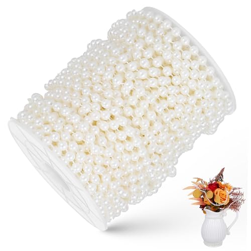SOLUSTRE 1 Rolle Perlenkettenkette Runden Perlen Für Schmuck Bunt Die Perle Abstandsperlen Groß Lose Hochzeit Künstlich Perlenkette Girlande Perlenstrang Beige von SOLUSTRE