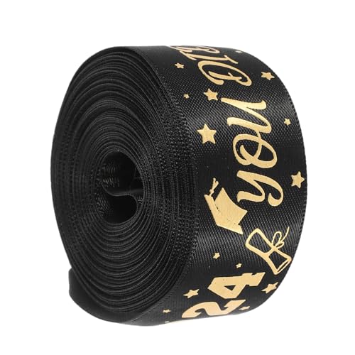 SOLUSTRE 1 Rolle Verpackung Band Herzlichen Glückwunsch Grad Band Rosa Schleife Gold Sackleinenband Party Wickelband Abschlussband Glücklich Fleckband Wickelband Polyester Schwarz von SOLUSTRE