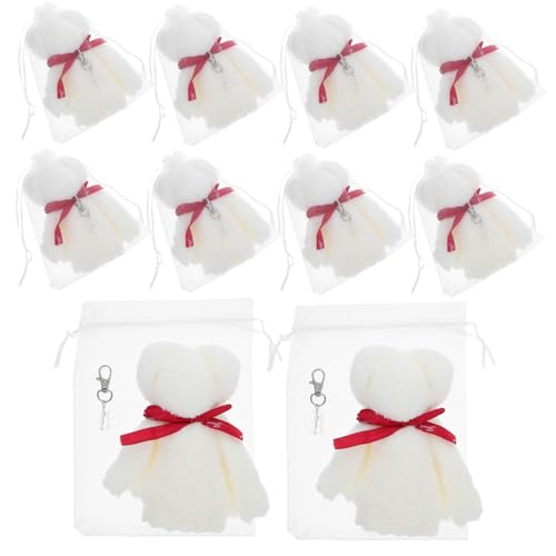 SOLUSTRE 1 Satz Bären Sie Handtuchschlüsselkette Taufaufsätze Für Tische Gastgeschenke Zur Taufe Taufschmuck Für Jungen Tischdekoration Zur Taufe Süße Bären-schlüsselanhänger Gittergewebe von SOLUSTRE