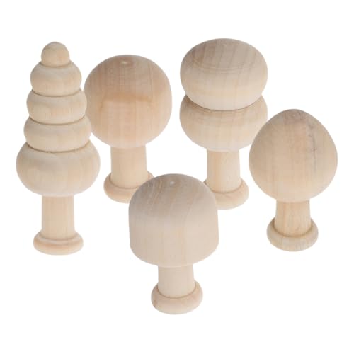 SOLUSTRE 1 Satz Bemaltes Holzspielzeug Holzbäume Zum Basteln Holzschmuck Zum Bemalen Pilzschmuck Aus Holz Holzsachen Zum Bemalen Holzfiguren Zum Bemalen Holz Baum Holzpilz Beige Hölzern von SOLUSTRE
