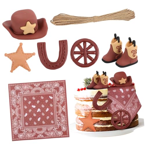 SOLUSTRE 1 Satz Denim-Partyanzug Dekorationen geburtstagstorte dekore Cowgirl Junggesellin Western Kuchen -Topper Western-Dekorparty Western Toper Western-Party-Dekoration von SOLUSTRE