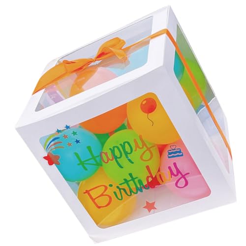 SOLUSTRE 1 Satz Geburtstagsdeko mit Ballonboxen Kreative Geburtstagsbox für Jungen und Mädchen Wiederverwendbar Bunten Ballons und Aufklebern für Beeindruckende Partygestaltung von SOLUSTRE