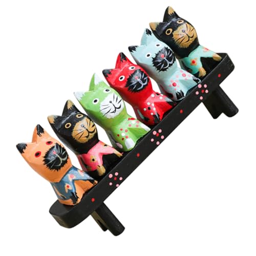 SOLUSTRE 1 Satz Holzkatzenskulpturen Set Handgeschnitzte Katzenfiguren für Schreibtischdekoration Kreative Holzornamente für Wohnzimmer Kinderzimmer und Geschenkideen SOLUSTRE 1 Satz Holzkatzenskulpturen Set Handgeschnitzte Katzenfiguren für Schreibtischdekoration Kreative Holzornamente für Wohnzimmer Kinderzimmer und Geschenkideen von SOLUSTRE