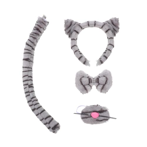 SOLUSTRE 1 Satz Leoparden-requisite Haarband Aus Horn Ohren Mit Leopardenmuster Tierstirnband Tierischer Kopfschmuck Leopard Stirnband Kostüm Zubehör Mit Leopardenmuster Flanell Grey von SOLUSTRE