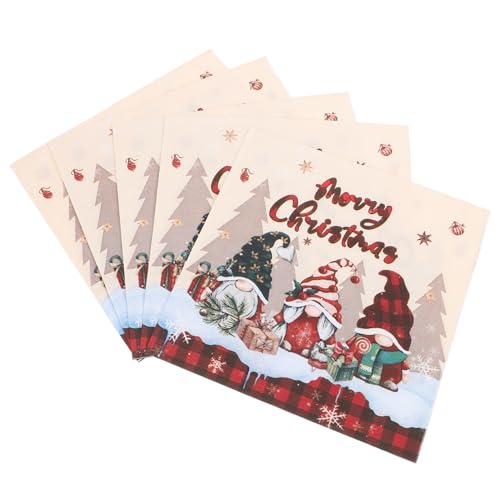 SOLUSTRE 1 Satz Weihnachtsfeier Servietten Einweg Weihnachtsgnome Karomuster Papierservietten Festliche Tischdekoration Für Weihnachtsfeiern Und Familienversammlungen 20 Stück von SOLUSTRE