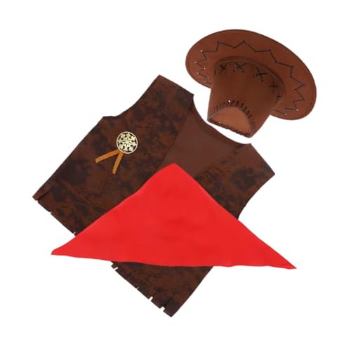 SOLUSTRE 1 Set Halloween Cowboykostüm Für Kinder: Westernkostüm-set Mit Hut, Bandana Und Weste – Für Rollenspiele, Cosplay Und Mottofeiern von SOLUSTRE