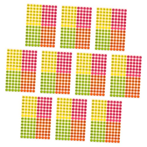 SOLUSTRE 10 Blatt Selbstklebende Runde Preisschilder Bunte Preisetiketten Aufkleber für Markt Einzelhandel Verkaufskennzeichnung Leicht Ablösbar Auffällig von SOLUSTRE