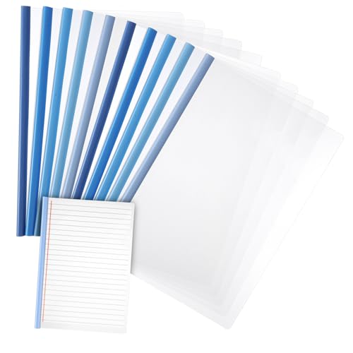 SOLUSTRE 10 Stück Kunststoff Schiebeordner mit Kapazität Leichte Robuste Dokumentenmappe mit Einzigartigem Design Blau für Schule Büro und Zuhause von SOLUSTRE