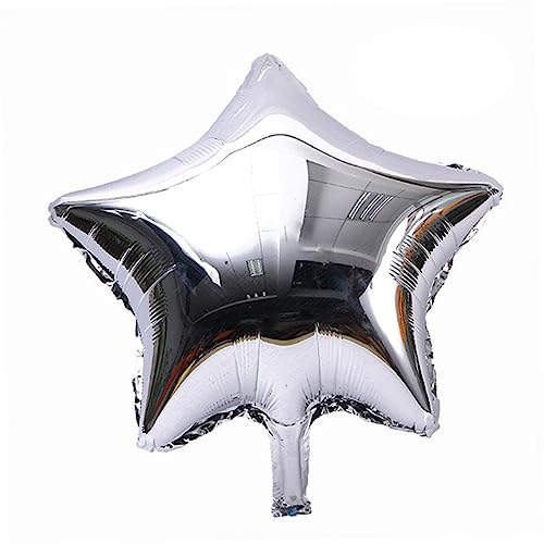 SOLUSTRE 10 Stück Silberne Sternfolienballons Partydekoration für Valentinstag Hochzeiten und Geburtstagsfeiern Wiederverwendbar und Einfach zu Befüllen von SOLUSTRE