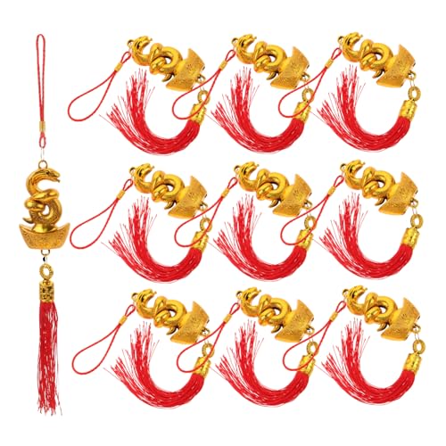 SOLUSTRE 10 Stück Teiliges Goldfarbene Schlangen Jahresanhänger mit Quaste Traditionelle Chinesische Neujahrsdekoration für Haustür Fenster Auto Wohnzimmer Festliche Frühlingsfest Ornamente SOLUSTRE 10 Stück Teiliges Goldfarbene Schlangen Jahresanhänger mit Quaste Traditionelle Chinesische Neujahrsdekoration für Haustür Fenster Auto Wohnzimmer Festliche Frühlingsfest Ornamente von SOLUSTRE