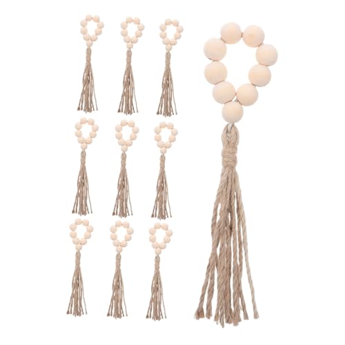 SOLUSTRE 10 Stück Teiliges Handgefertigte Holzperlen-Girlande mit Quasten Rustikales Boho-dekor aus Naturholz für Tier-tabletts Weihnachtsanhänger und Wohnbereich Beige Perlen SOLUSTRE 10 Stück Teiliges Handgefertigte Holzperlen-Girlande mit Quasten Rustikales Boho-dekor aus Naturholz für Tier-tabletts Weihnachtsanhänger und Wohnbereich Beige Perlen von SOLUSTRE
