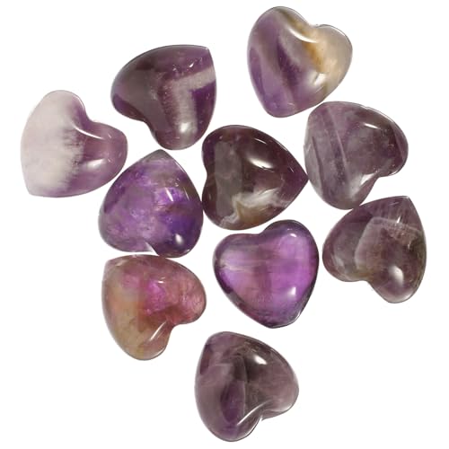 SOLUSTRE 10 Stück Teiliges Herzförmige Amethyst Kristallsteine Natürliche Dekorative Schmucksteine Für Büro Sammler von SOLUSTRE