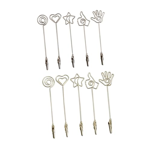SOLUSTRE 10 Stück Teiliges Metall herz Memohalter mit Stabilem Clip Silberne Notizhalter für Büro Tischdekoration Fotos Visitenkarten Vielseitige Klammern für Hochzeit Geburtstag Party von SOLUSTRE
