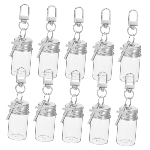 SOLUSTRE 10stücke Mini-glasflaschen-schlüsselanhänger Transparente Wunschflaschen-anhänger Kleiner Glasflaschen-schlüsselanhänger Driftflaschen-anhänger Diy-basteldekor von SOLUSTRE