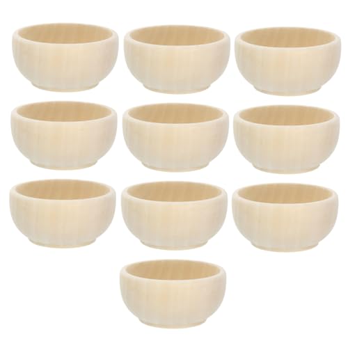 SOLUSTRE 10 Stück Unvollendete Holzschalen für Diy Naturbelassene Mini Holzschalen zum Malen und Basteln für Hochzeiten Partys und Kreative Dekorationen von SOLUSTRE