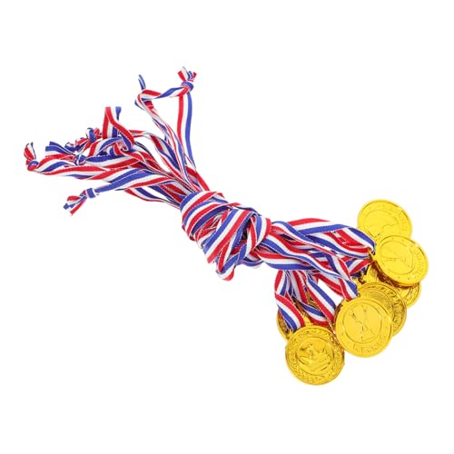 SOLUSTRE 10 Stücke Goldmedaillen Für Kinder Gold Kunststoff Award Medaillen Goldene Medaille Preise Für Kinder Sport Wettbewerbe Spiel Party Präsentieren Goldene von SOLUSTRE
