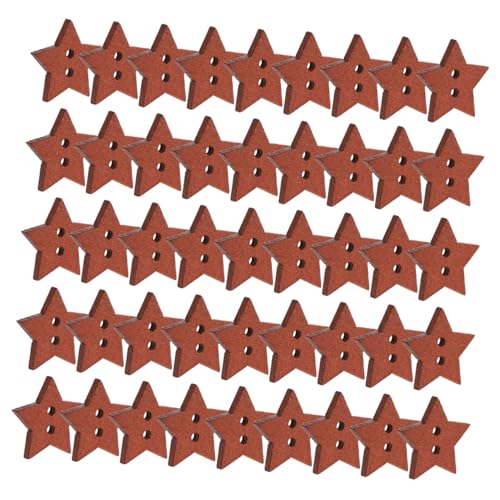 SOLUSTRE 100 Stück Fünfzackiger Stern knopf knöpfe Sterne zum Basteln Tasten Knopf in Sternform Sterne basteln hölzern Kaffee von SOLUSTRE