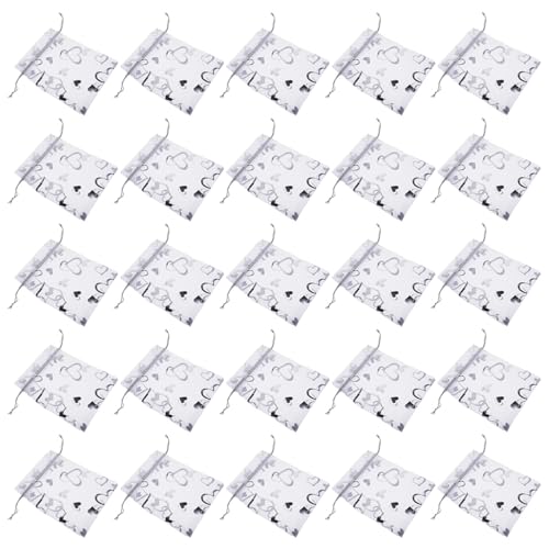 SOLUSTRE 100 Stück Organza Taschen Herzform Weiß Transparente Sheer Hochzeitsbeutel Schmuck Candy Pouches mit Zugband für Shower Party Zubehör von SOLUSTRE