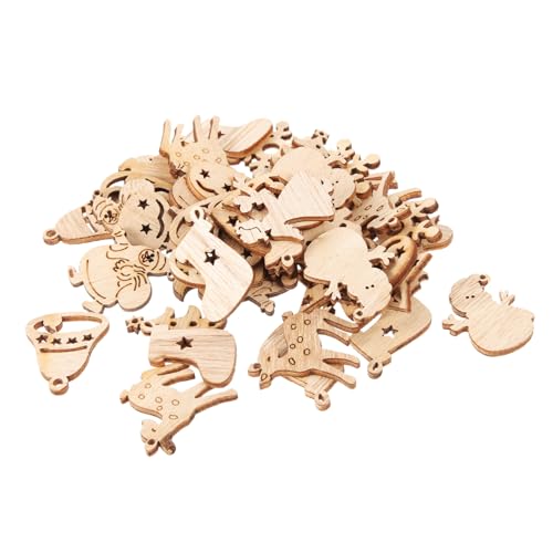 SOLUSTRE 100 Stück Teiliges Holzanhänger Weihnachten zum Basteln Unbemalte Holzfiguren Aufhängen DIY Holzdeko für Christbaumschmuck Geschenkdeko und Kreative Weihnachtsdekoration von SOLUSTRE