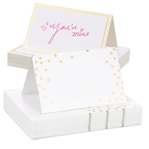 SOLUSTRE 100 Stück Teiliges Stilvolle Hochzeit Tischkarten mit Goldgeprägtem Rahmen und Punkten Stabile Papierkarten für Buffet und Tischdekoration Selbststehend für Sitzordnung und SOLUSTRE 100 Stück Teiliges Stilvolle Hochzeit Tischkarten mit Goldgeprägtem Rahmen und Punkten Stabile Papierkarten für Buffet und Tischdekoration Selbststehend für Sitzordnung und von SOLUSTRE