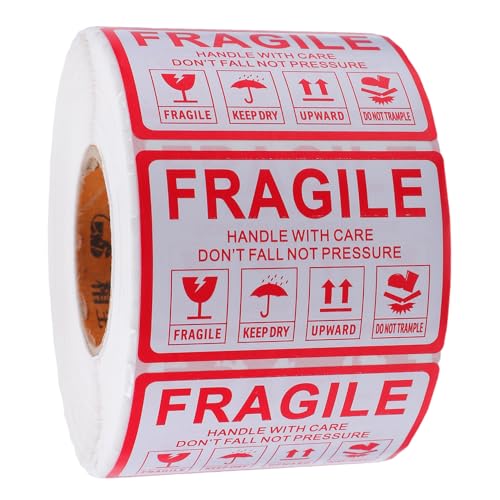 SOLUSTRE 1000 Stück Fragile Logo-Aufkleber Warnaufkleber zerbrechlicher Aufkleber zerbrechliche Paketetiketten zerbrechliches Packband Paketaufkleber Versandklebeband Kupferplatte rot SOLUSTRE 1000 Stück Fragile Logo-Aufkleber Warnaufkleber zerbrechlicher Aufkleber zerbrechliche Paketetiketten zerbrechliches Packband Paketaufkleber Versandklebeband Kupferplatte rot von SOLUSTRE
