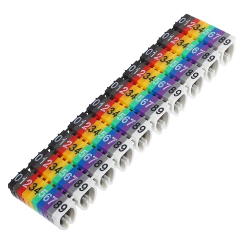 SOLUSTRE 100Stücke Kabelmarkierer mit Clip Farbige Nummern zur Kabelidentifikation Digital Zahlenrohr Sicherer Clip für Heim Büro Industrieanwendungen Lösung von SOLUSTRE
