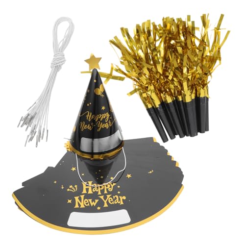 SOLUSTRE 12 Sätze Teiliges Neujahrs Papierkegel Partyhüte mit Neujahrs Motiven und Beschreibbaren Flächen Stabile Pappstruktur Leicht und Komfortabel Vielseitig für Silvester Geburtstage von SOLUSTRE