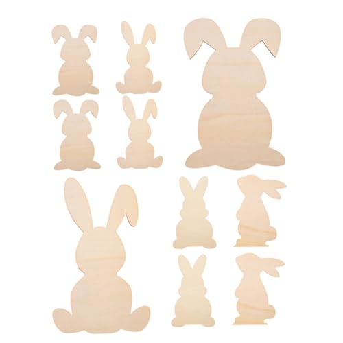 SOLUSTRE 12 Stück Holzhasenausschnitt Unfertiger Holzhase Diy Rohling Hase Aus Unbehandeltem Holz Holzdekoration Hase Unvollendete Hasenausschnitte Aus Holz Hasenwandkunst Hölzern Khaki von SOLUSTRE